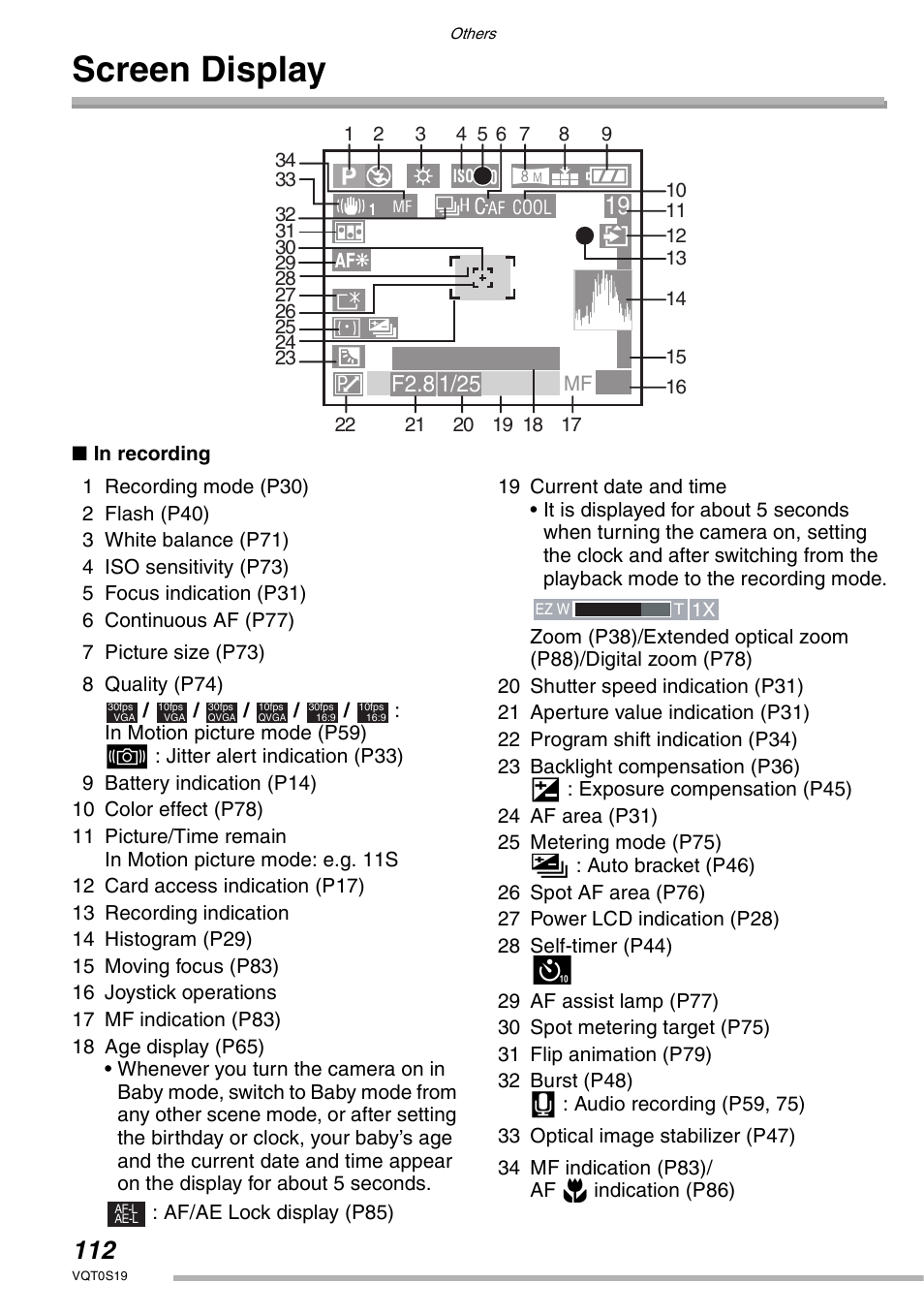 Others, Screen display | Panasonic DMC-LX1PP User Manual | Page 112 / 136