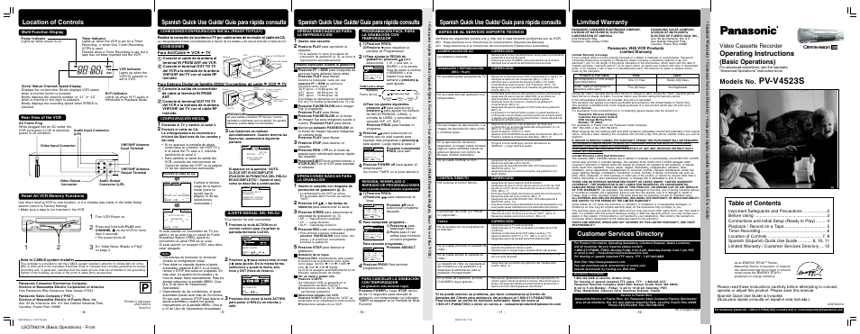 Panasonic PV-V4523S User Manual | 12 pages