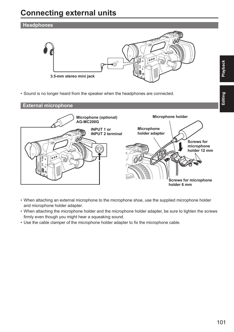 Connecting external units | Panasonic AG-HPX250EN User Manual | Page 101 / 170