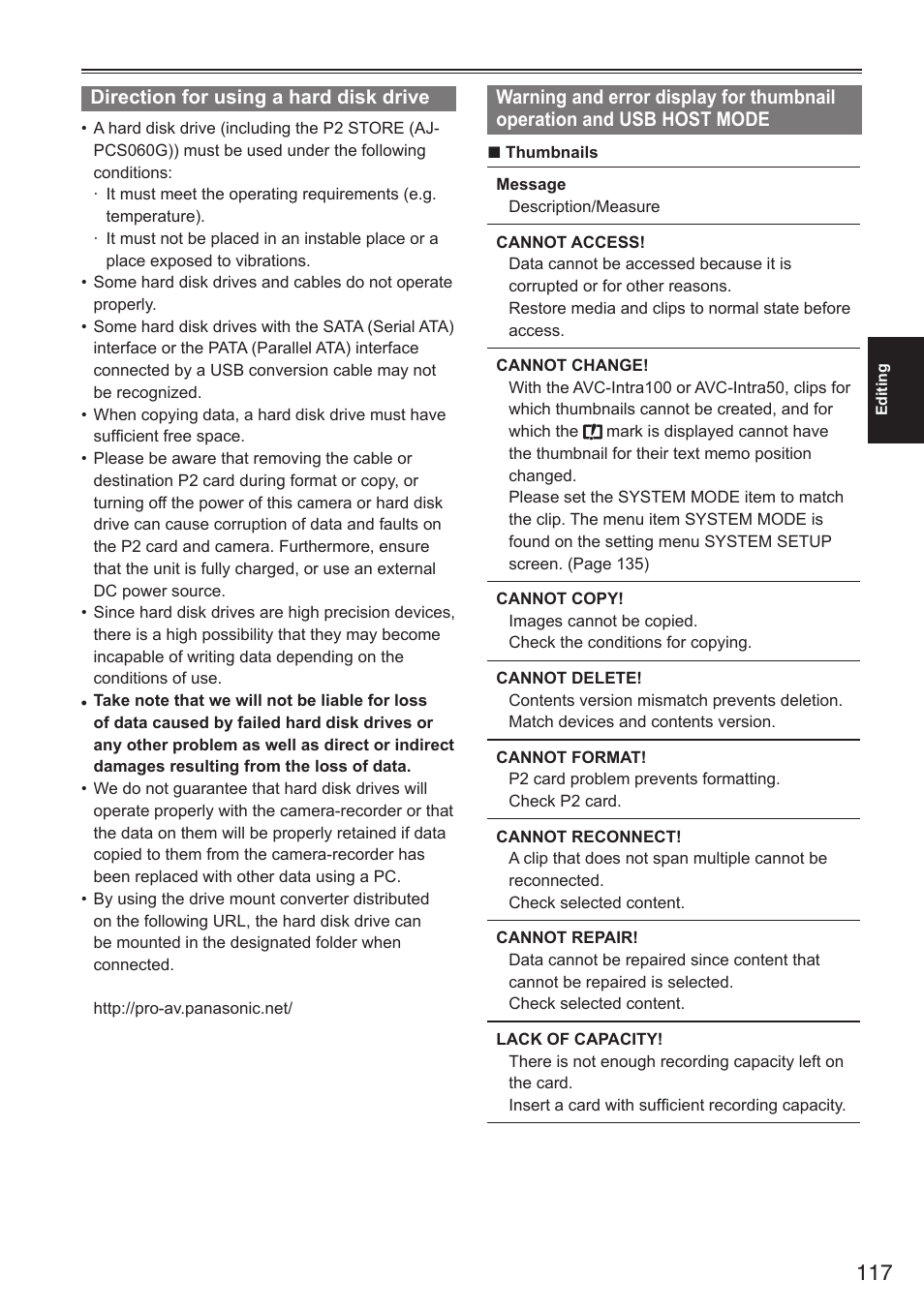 Panasonic AG-HPX250EN User Manual | Page 117 / 170
