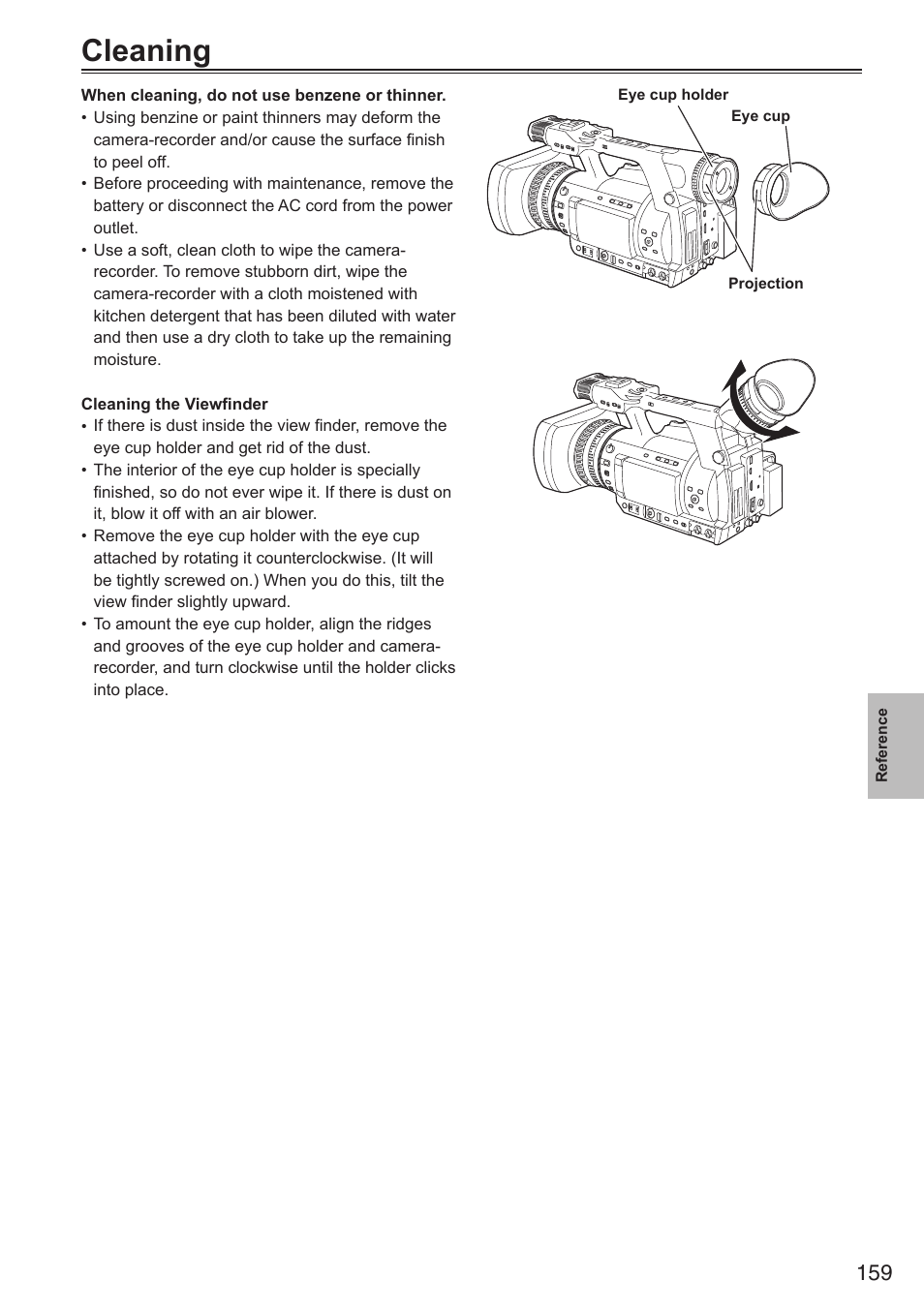 Cleaning | Panasonic AG-HPX250EN User Manual | Page 159 / 170
