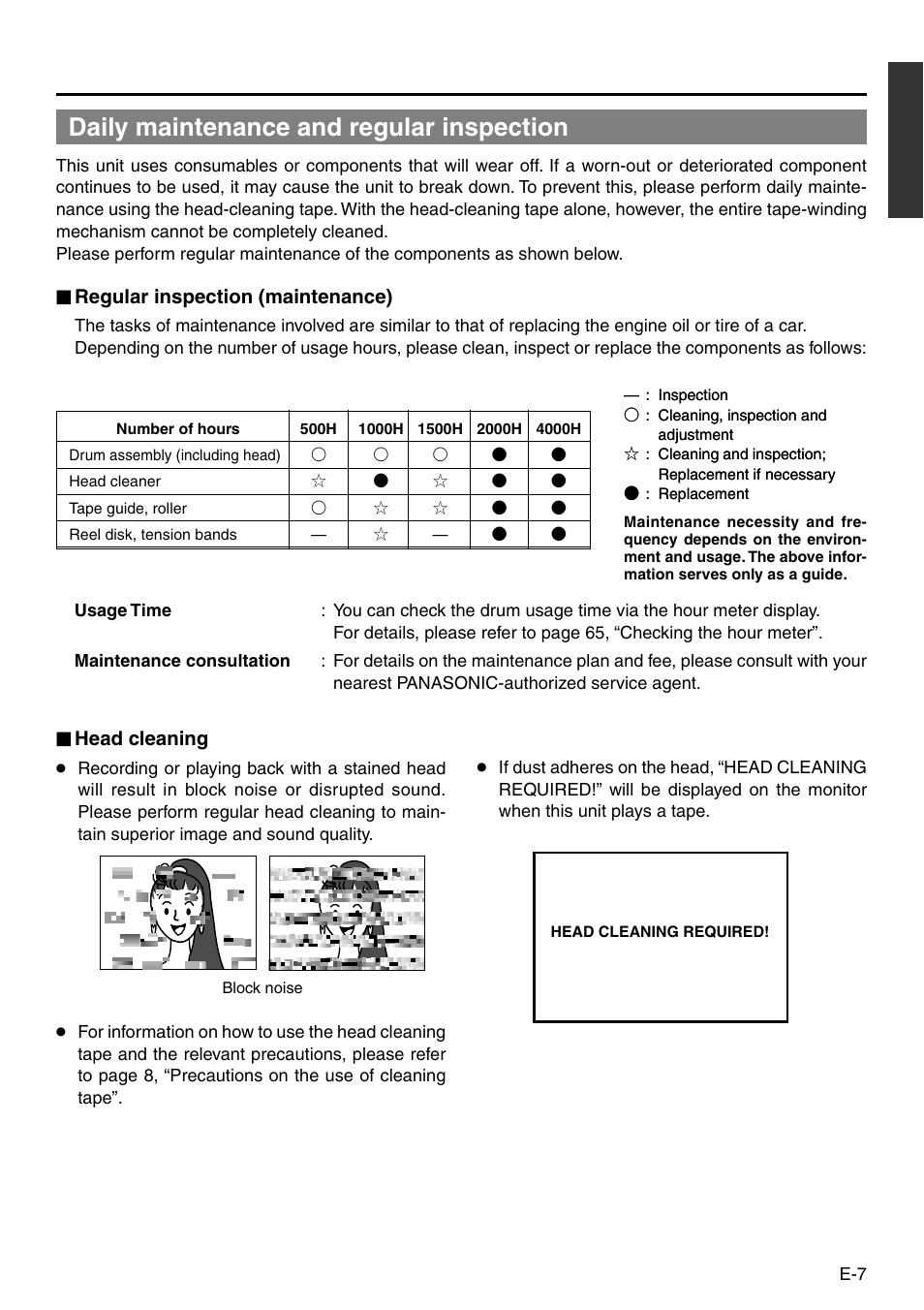 Daily maintenance and regular inspection | Panasonic VQT0C55 User Manual | Page 7 / 68