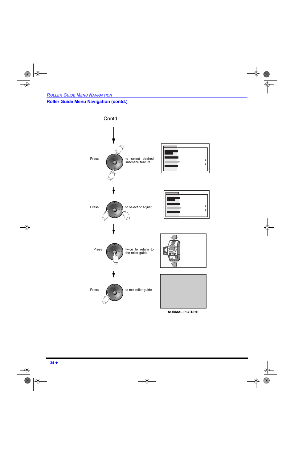 Rqwg, 5roohu *xlgh 0hqx 1dyljdwlrq frqwg | Panasonic CinemaVision PT 61HX42 User Manual | Page 26 / 108