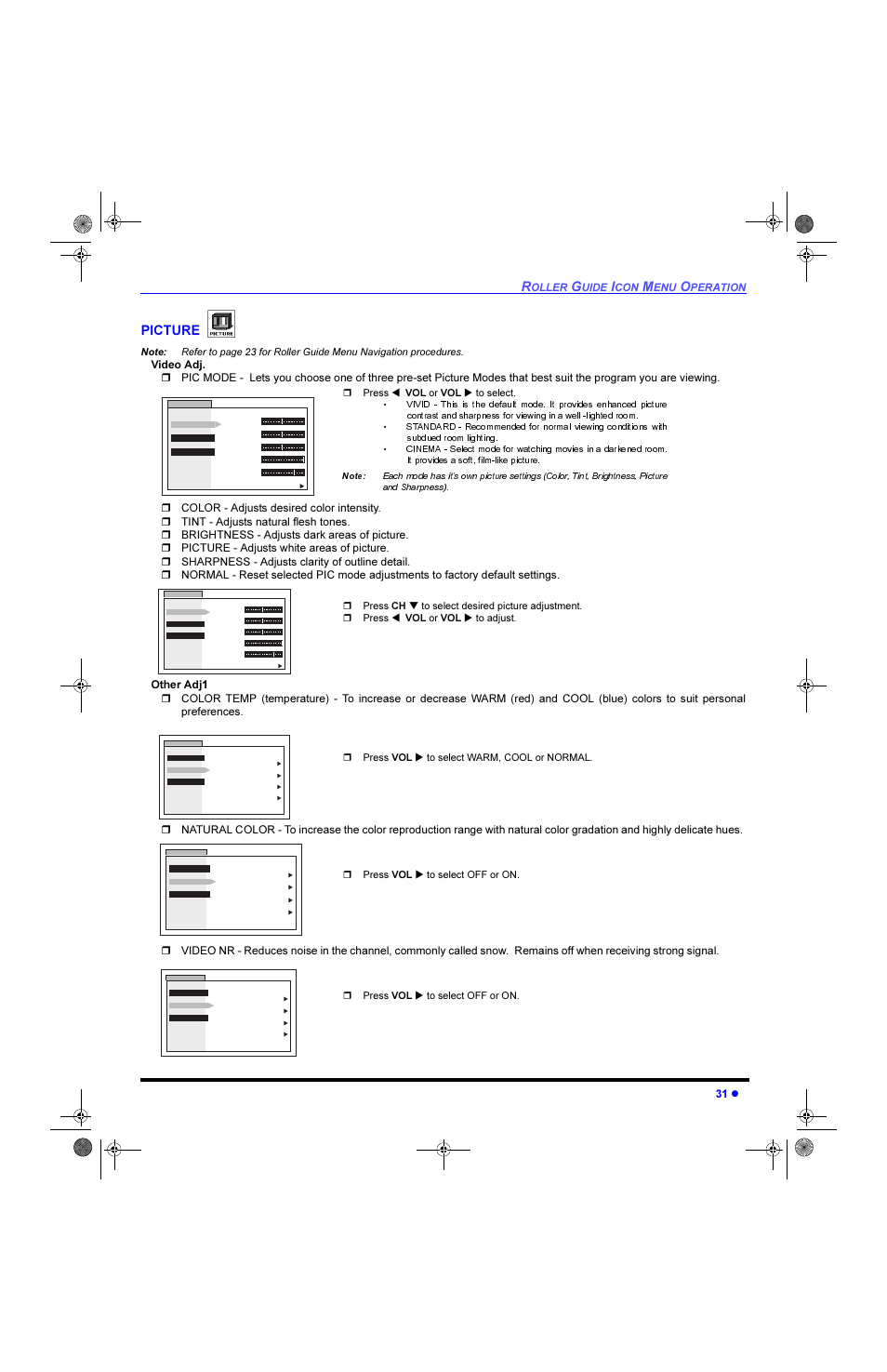 Picture | Panasonic CinemaVision PT 61HX42 User Manual | Page 33 / 108