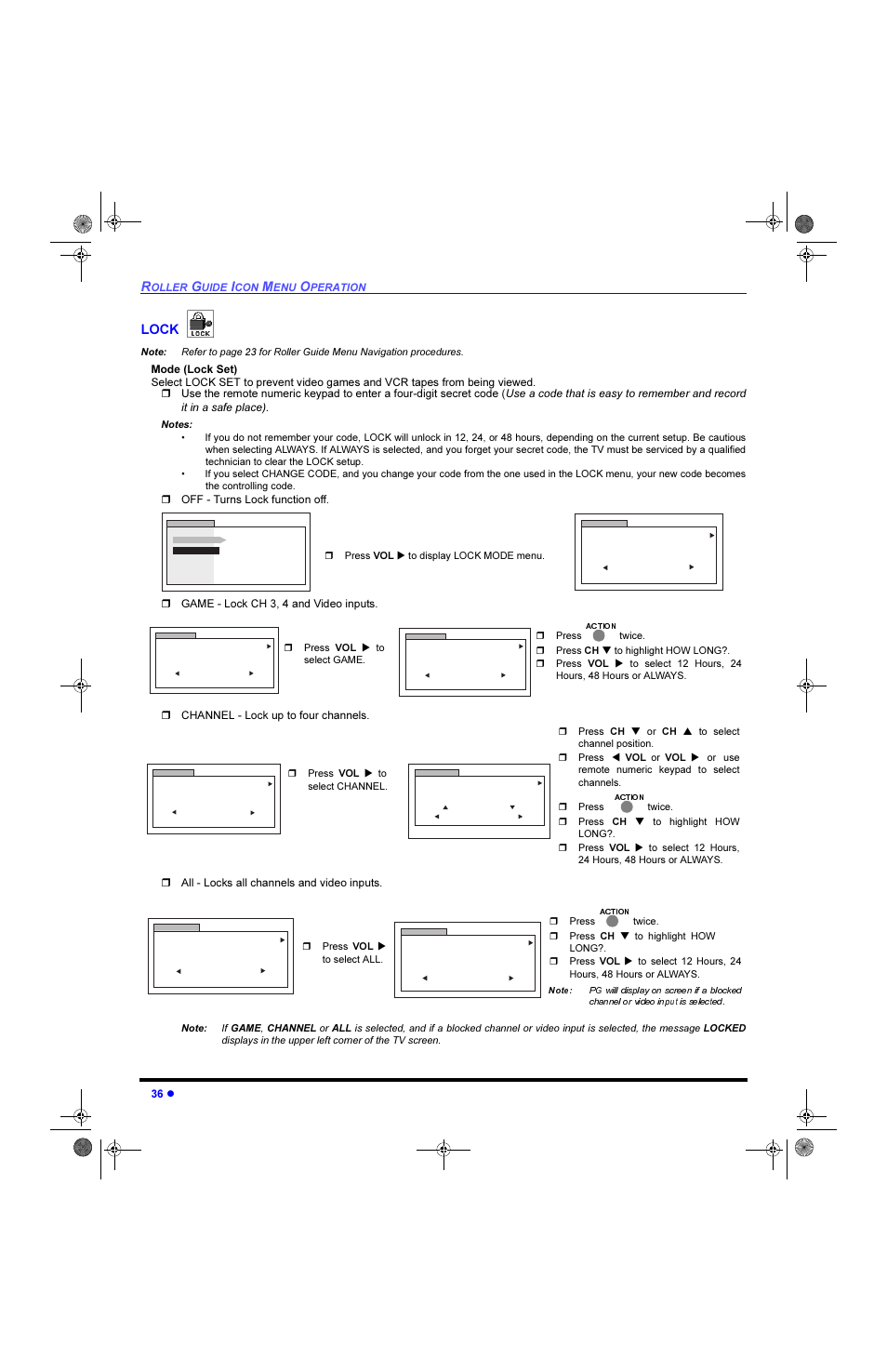 Lock | Panasonic CinemaVision PT 61HX42 User Manual | Page 38 / 108