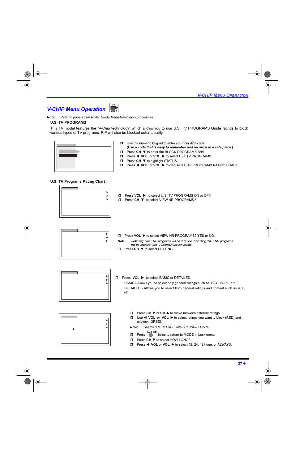 V-chip menu operation, 9&+,3 0hqx 2shudwlrq | Panasonic CinemaVision PT 61HX42 User Manual | Page 39 / 108