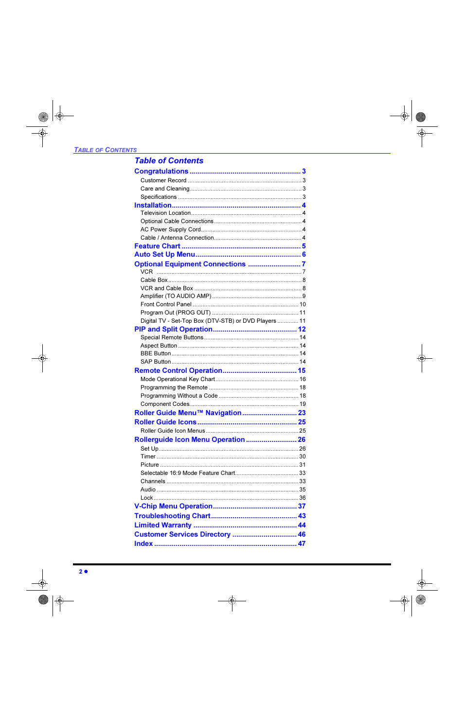 Panasonic CinemaVision PT 61HX42 User Manual | Page 4 / 108