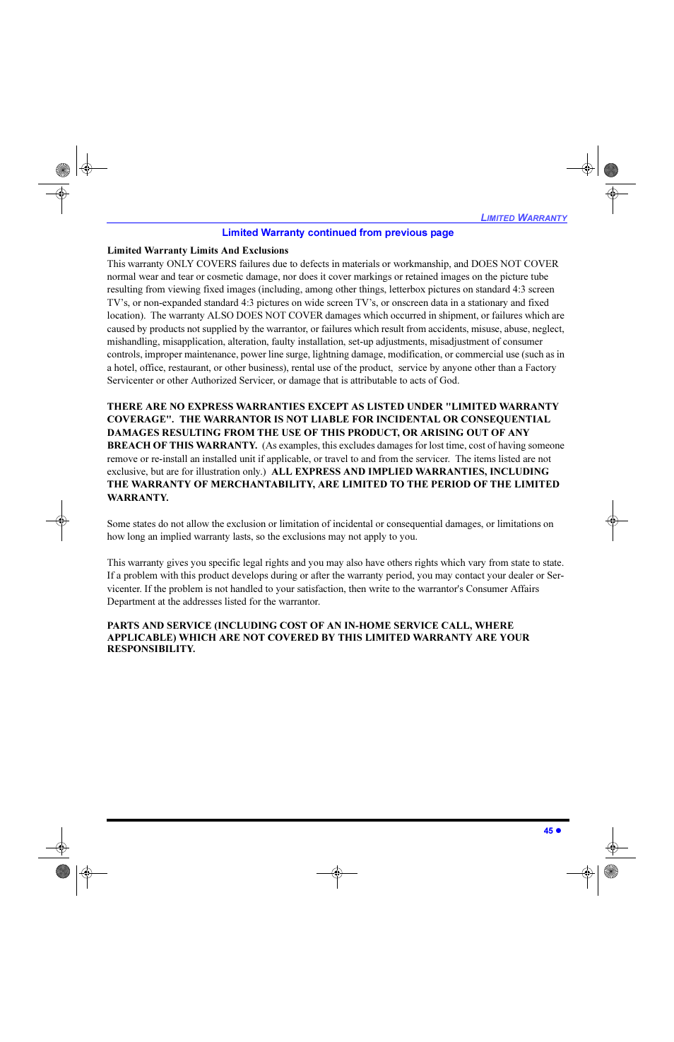 Panasonic CinemaVision PT 61HX42 User Manual | Page 47 / 108
