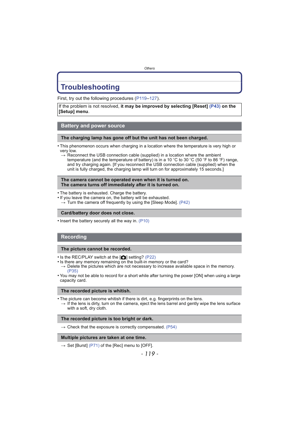 Troubleshooting | Panasonic DMC-SZ02 User Manual | Page 119 / 128