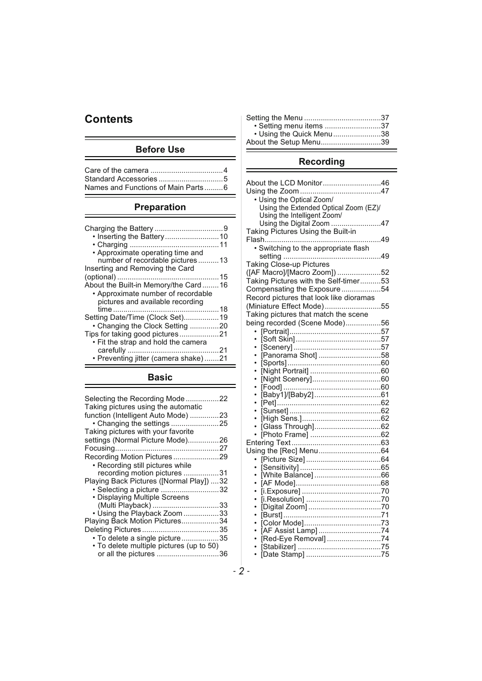 Panasonic DMC-SZ02 User Manual | Page 2 / 128