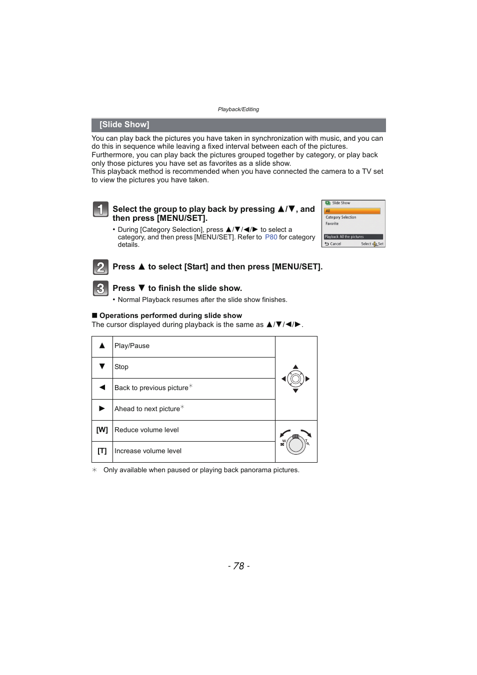 Slide show, P78) | Panasonic DMC-SZ02 User Manual | Page 78 / 128
