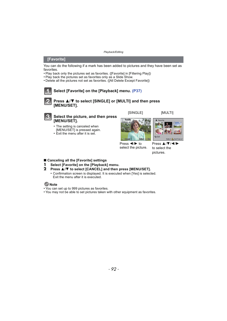 Favorite | Panasonic DMC-SZ02 User Manual | Page 92 / 128