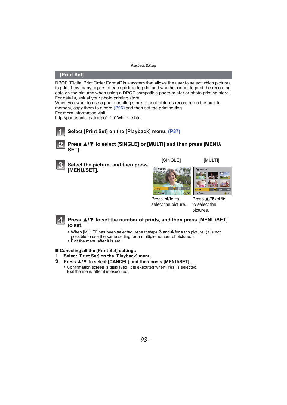 Print set | Panasonic DMC-SZ02 User Manual | Page 93 / 128