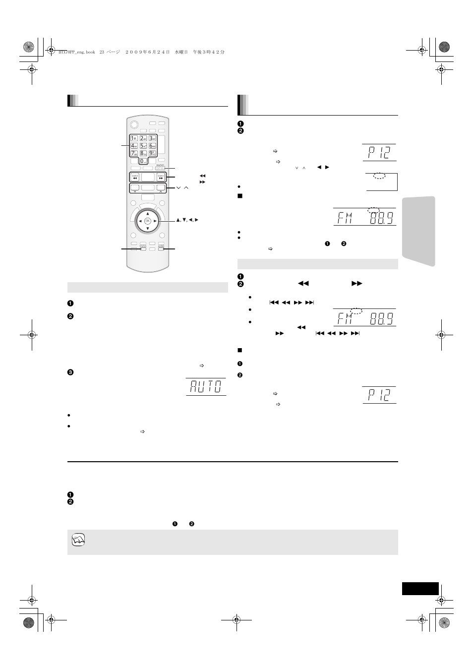 Radio, Listening to the radio, Fm frequency step | Setting up the radio, Listening/confirming the preset channels | Panasonic SC-BTX70 User Manual | Page 23 / 56