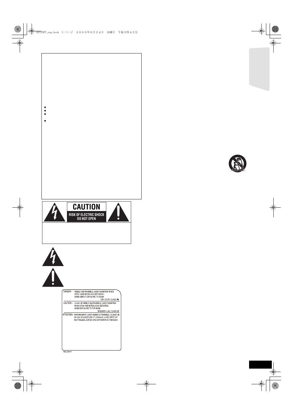 Important safety instructions, Caution | Panasonic SC-BTX70 User Manual | Page 3 / 56