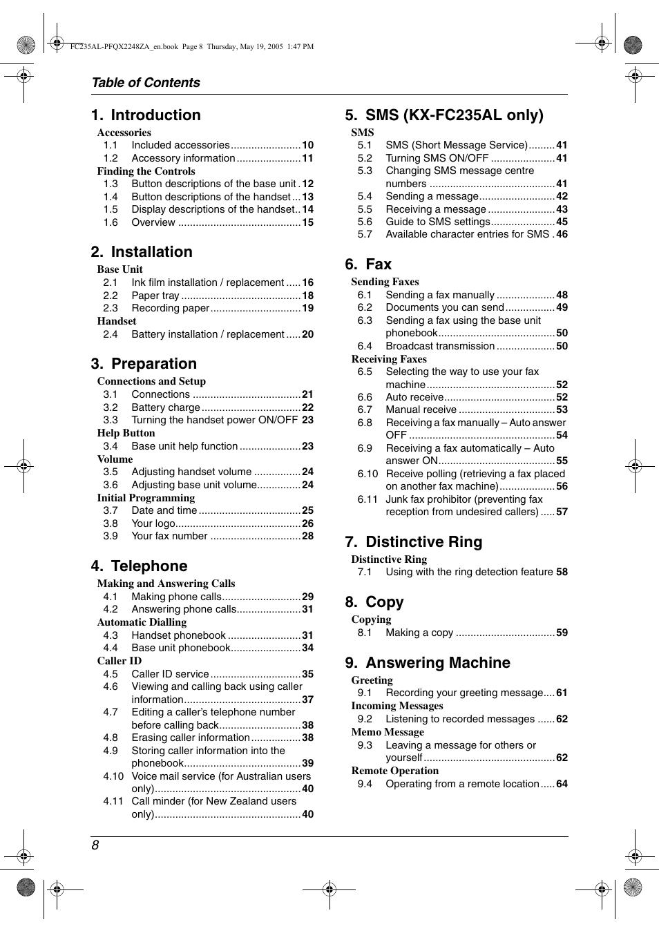 Panasonic KX-FC231NZ User Manual | Page 10 / 114