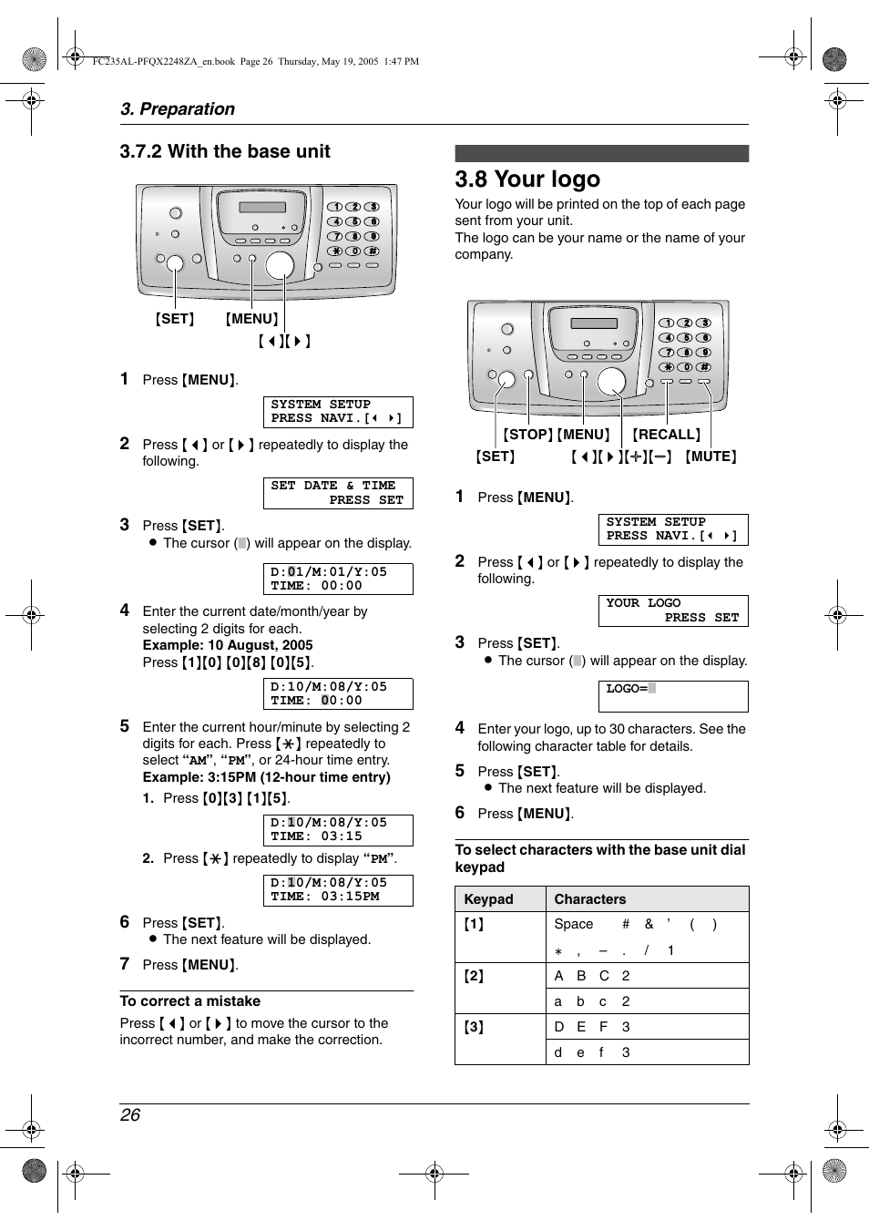 8 your logo, Your logo, 8 your logo | 2 with the base unit | Panasonic KX-FC231NZ User Manual | Page 28 / 114