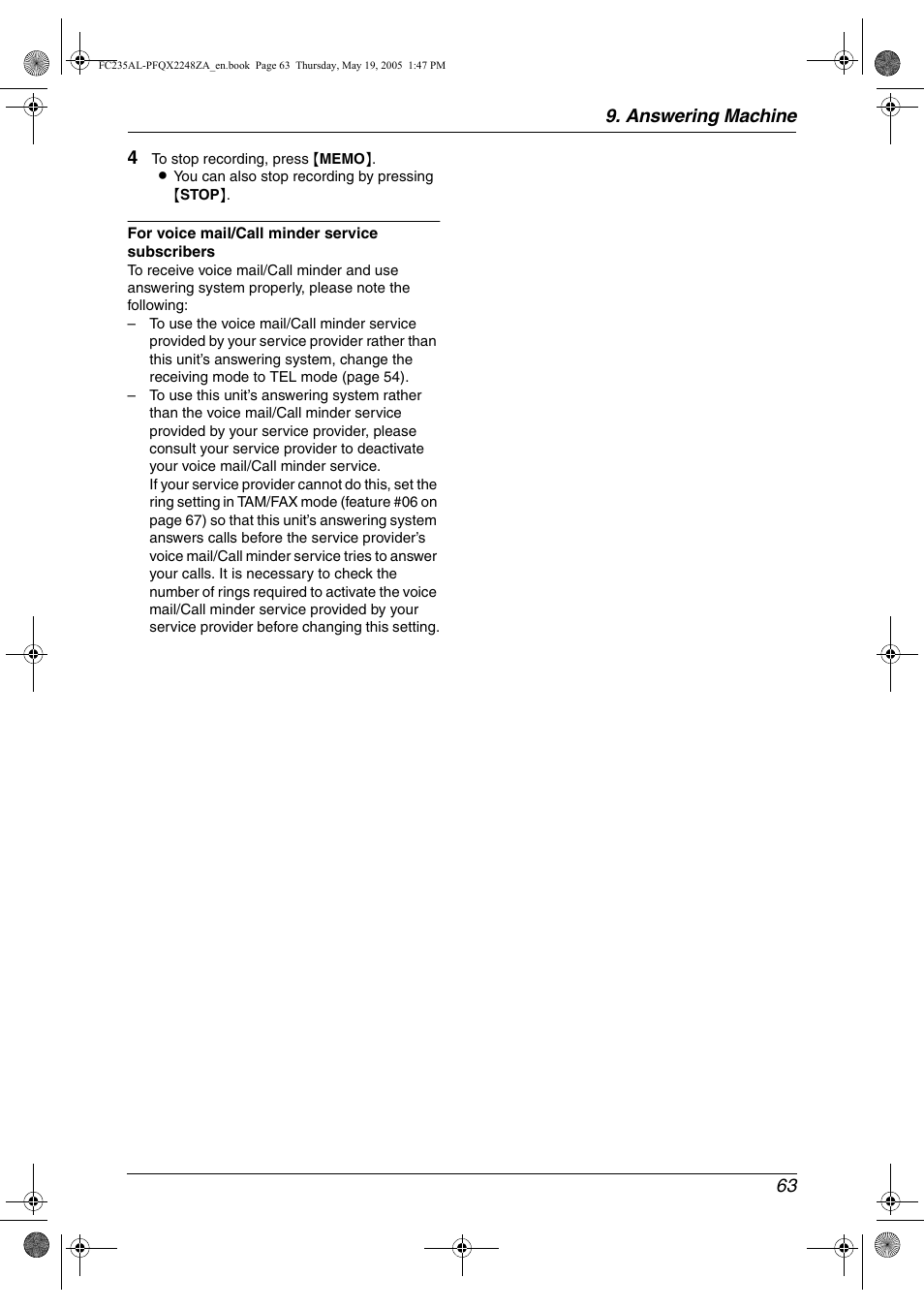 Panasonic KX-FC231NZ User Manual | Page 65 / 114