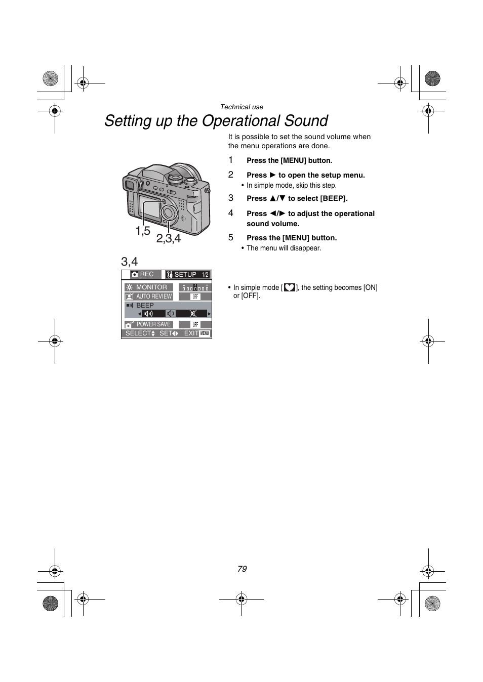 Setting up the operational sound | Panasonic DMC-FZ1PP User Manual | Page 79 / 108