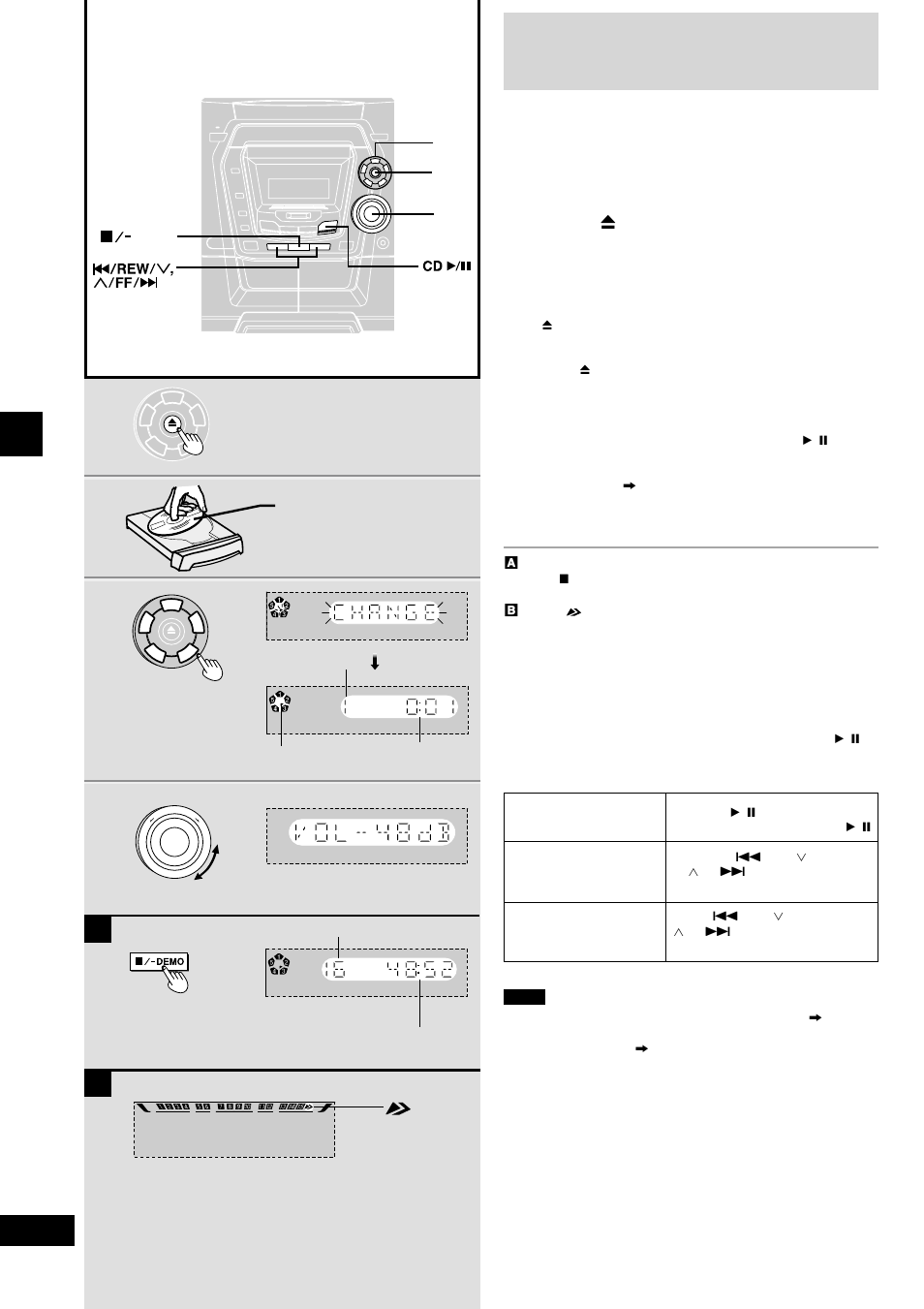 Listening to compact discs, Press [ c ] button, Set cd in the tray | Press [(1) ~ (5)] to play your desired disc, Adjust the volume | Panasonic SC-AK490 User Manual | Page 16 / 32