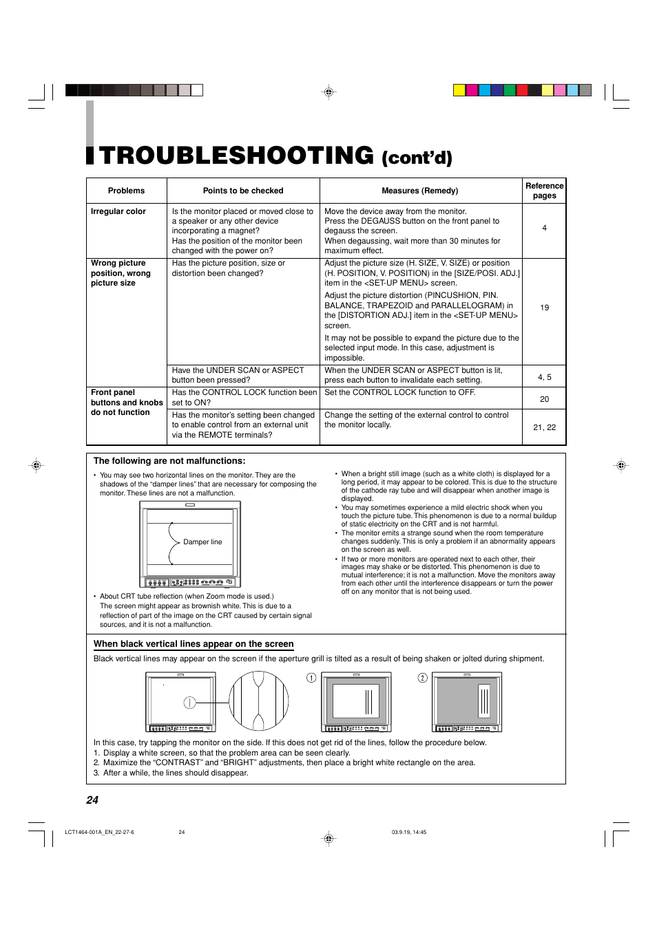 Troubleshooting, Cont’d) | Panasonic BT-H1700BP User Manual | Page 24 / 28