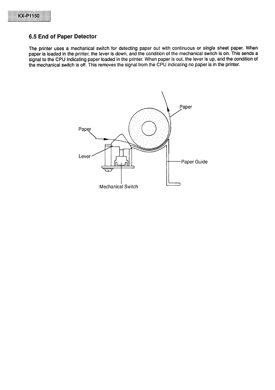 5 end of paper detector | Panasonic KX-P1150 User Manual | Page 16 / 52