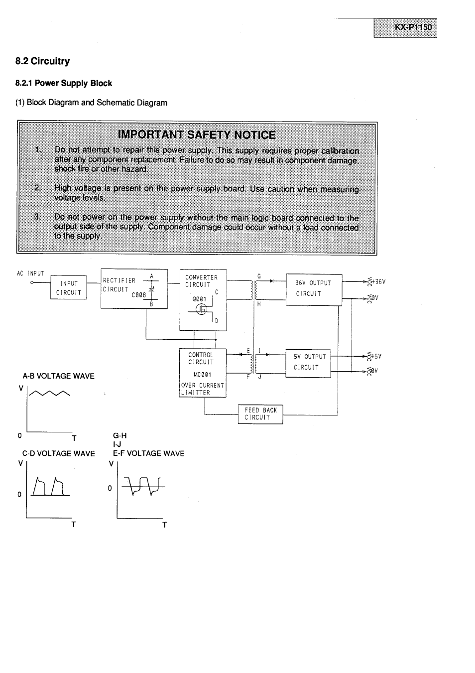 2 circuitry, 1 power supply block | Panasonic KX-P1150 User Manual | Page 19 / 52