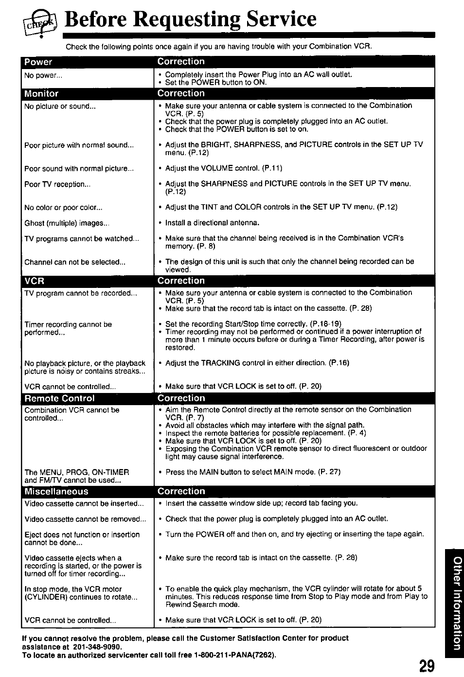Before requesting service | Panasonic PV-M2768 User Manual | Page 29 / 36