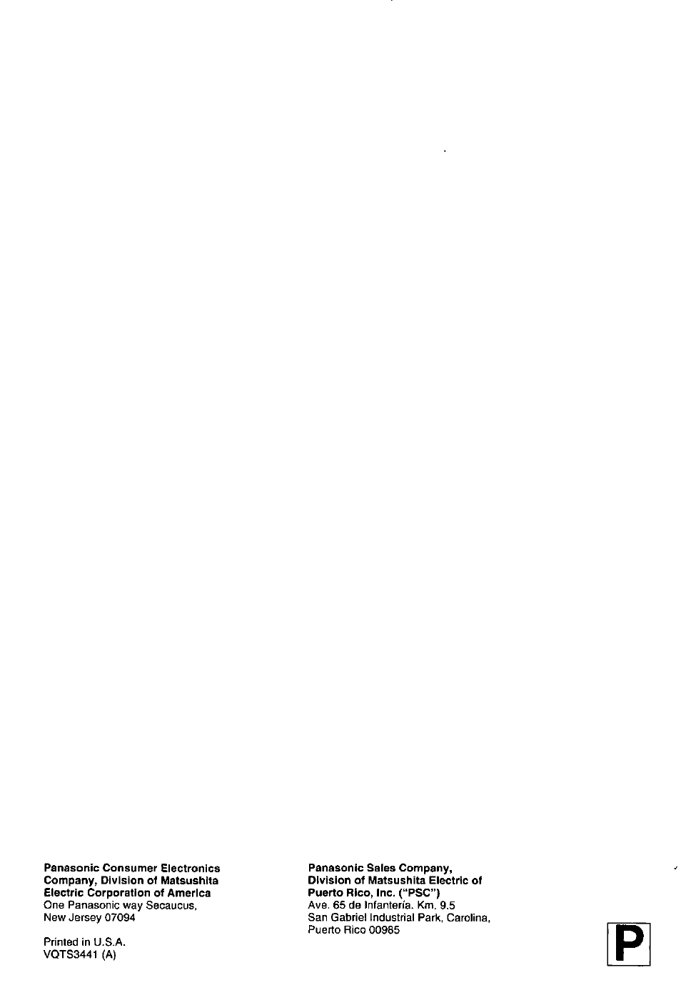 Panasonic PV-M2768 User Manual | Page 36 / 36