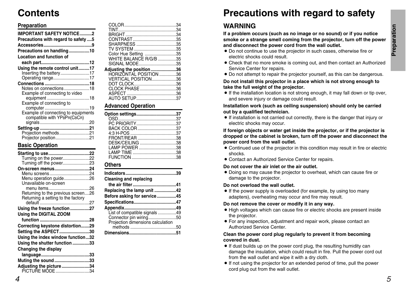 Panasonic PT-AE100U User Manual | Page 3 / 27
