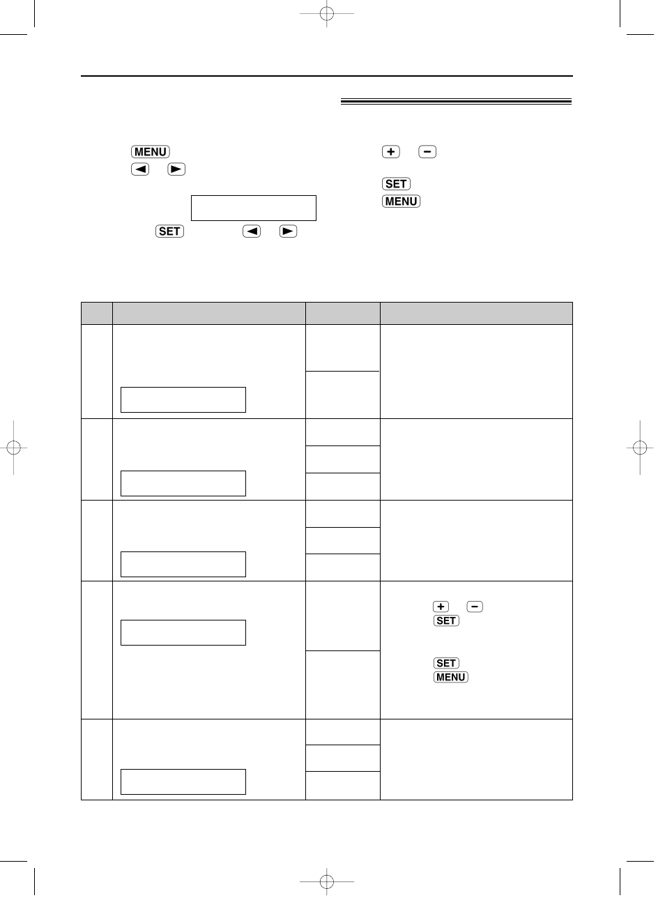 Features summary, Advanced features (cont.), How to set menu options programming table (cont.) | Panasonic KX-FP151E User Manual | Page 70 / 90