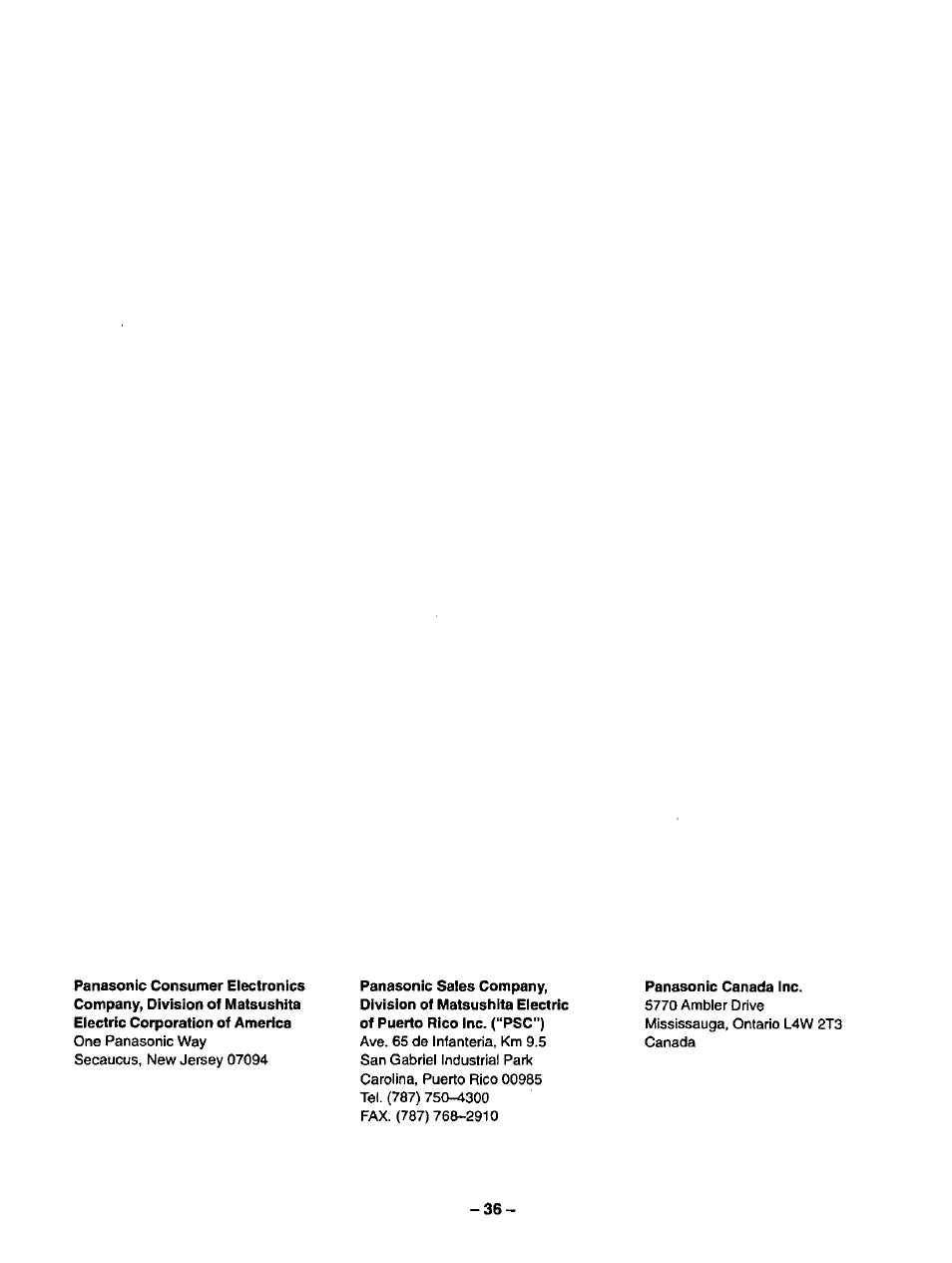 Panasonic CT-3268S User Manual | Page 36 / 36