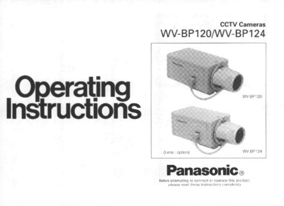 Panasonic WV-BP120 User Manual | 22 pages