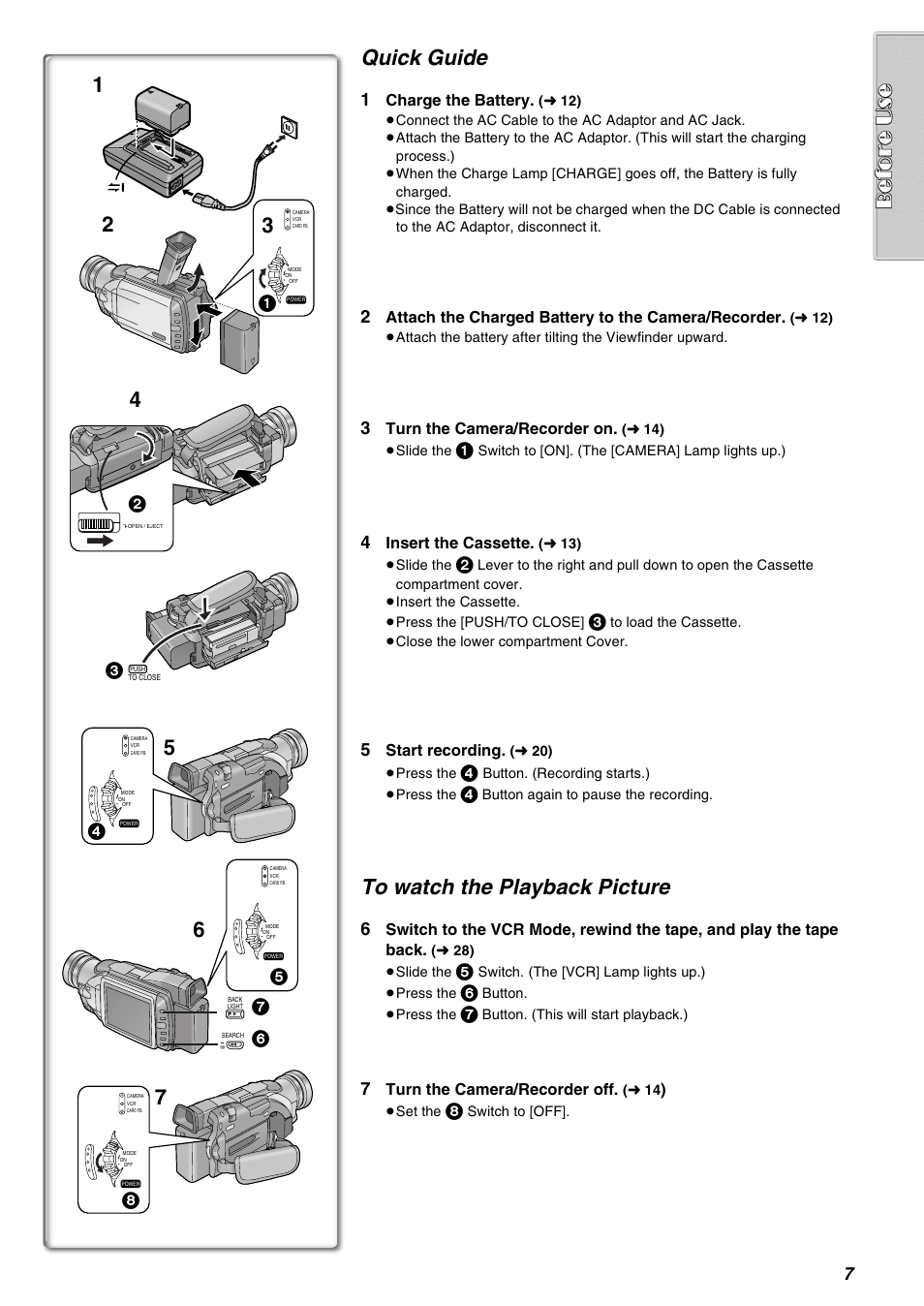 Quick guide | Panasonic AG-EZ50UP User Manual | Page 7 / 58