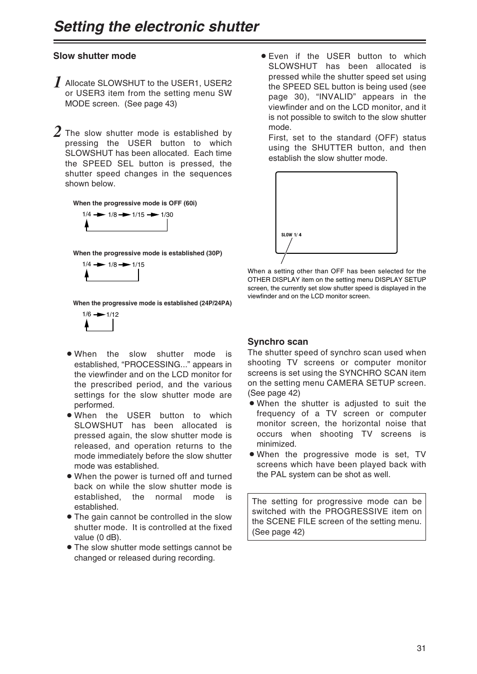 Setting the electronic shutter | Panasonic AG-DVX100AP User Manual | Page 31 / 72