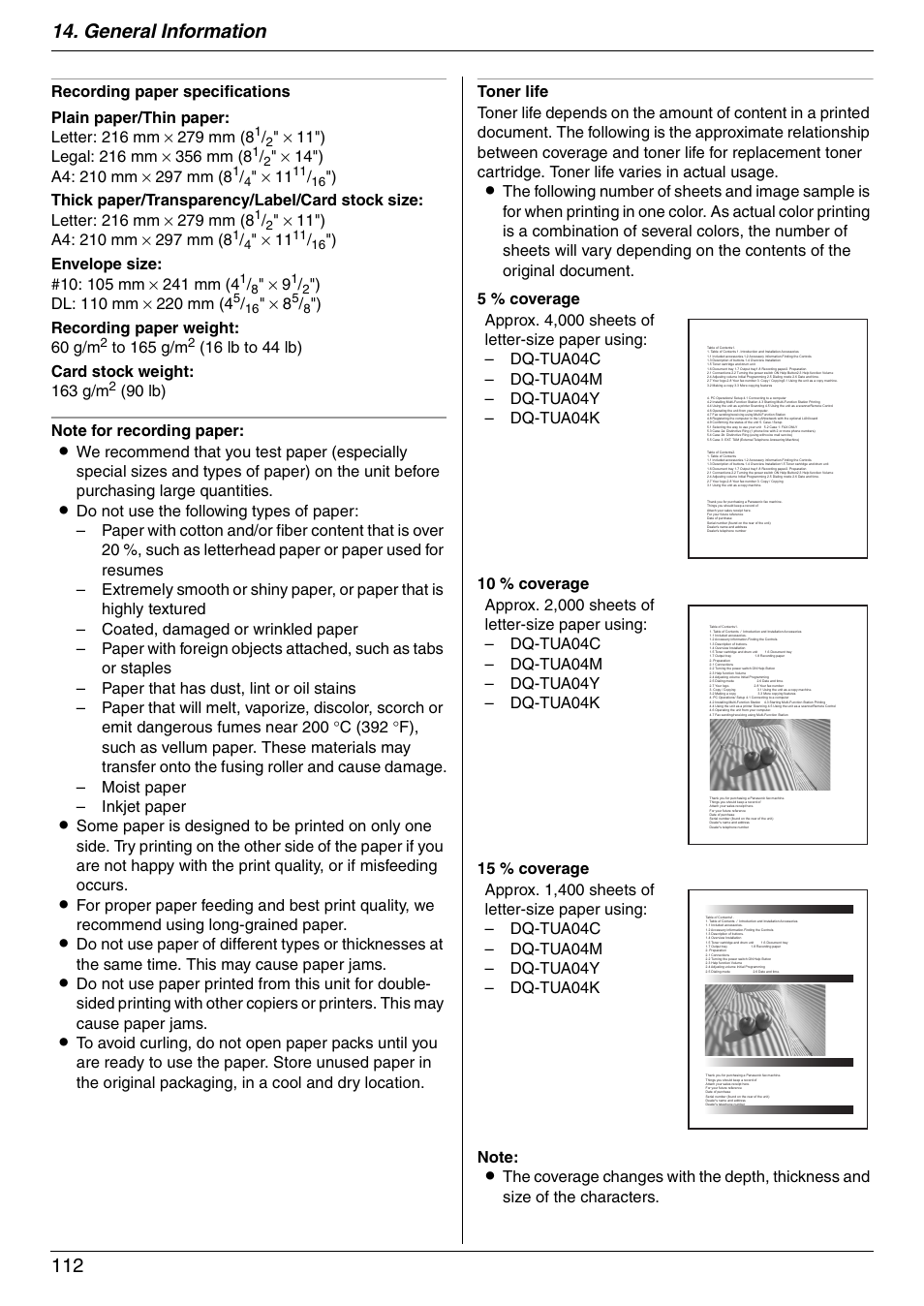 General information 112 | Panasonic DPMC210 User Manual | Page 112 / 128