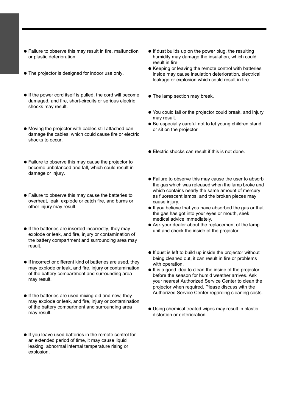 Nglish - 8, Precautions with regard to safety, Important information | Panasonic PT-D5000U User Manual | Page 8 / 52