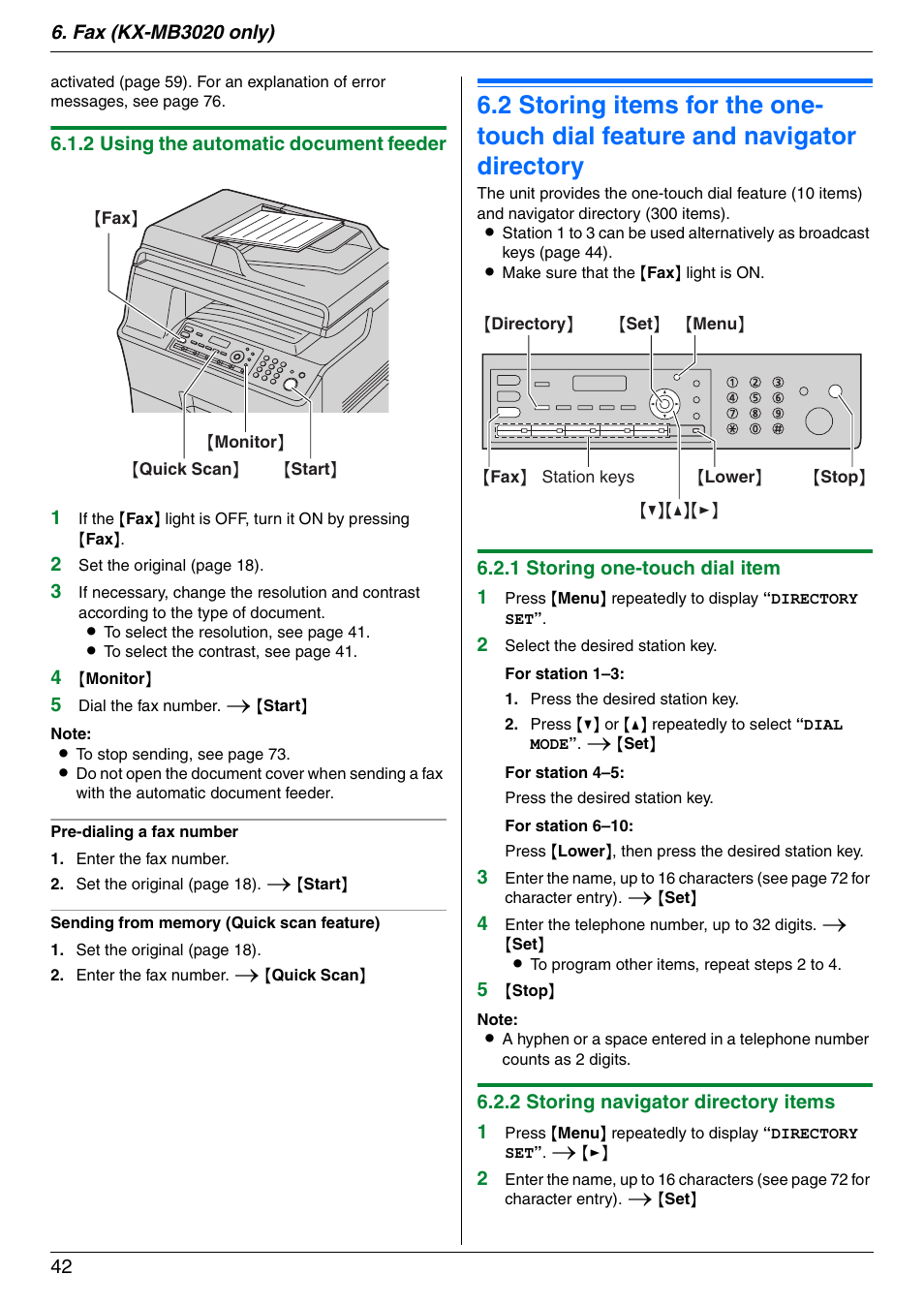 Panasonic KX-MB3020 User Manual | Page 42 / 116