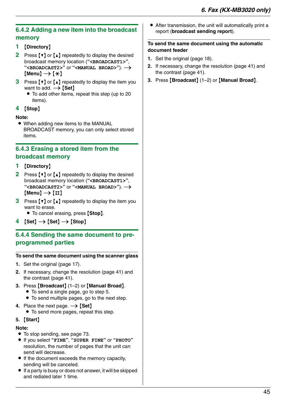 Panasonic KX-MB3020 User Manual | Page 45 / 116