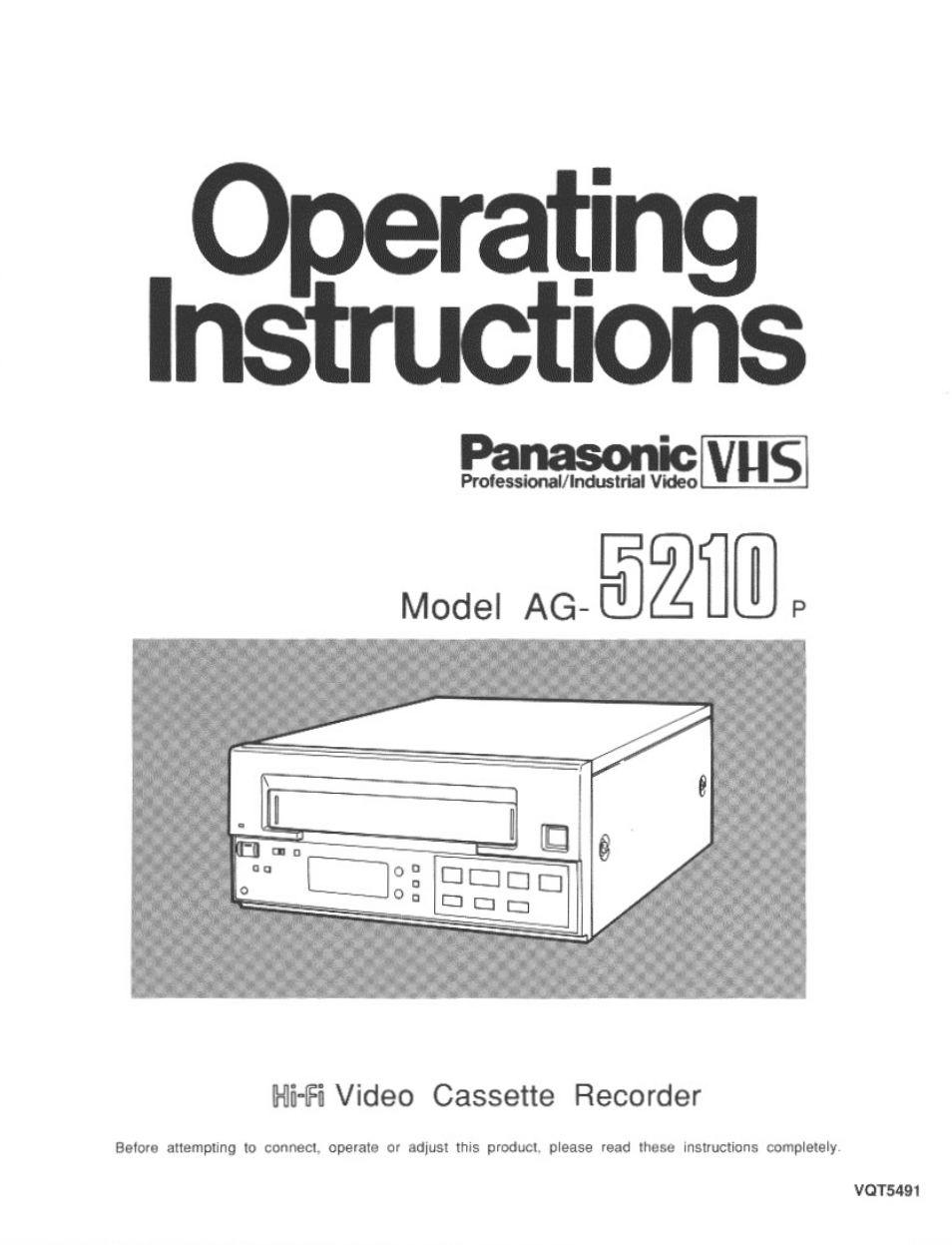 Panasonic AG-5210 User Manual | 16 pages