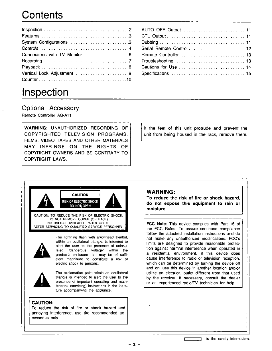 Panasonic AG-5210 User Manual | Page 2 / 16