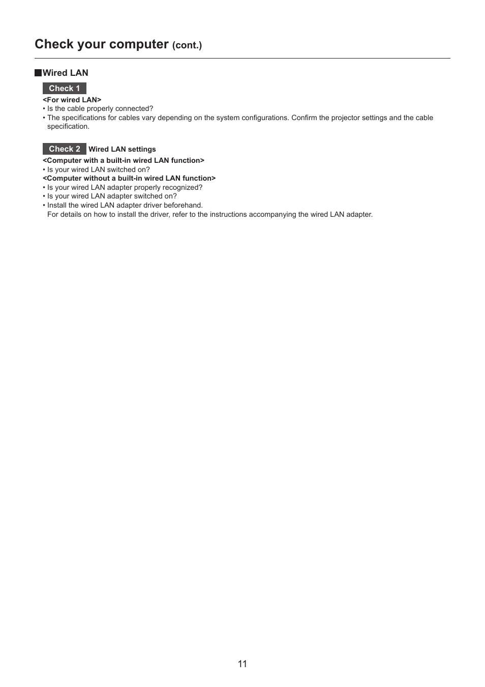 Check your computer | Panasonic TH-LB30NT User Manual | Page 11 / 79