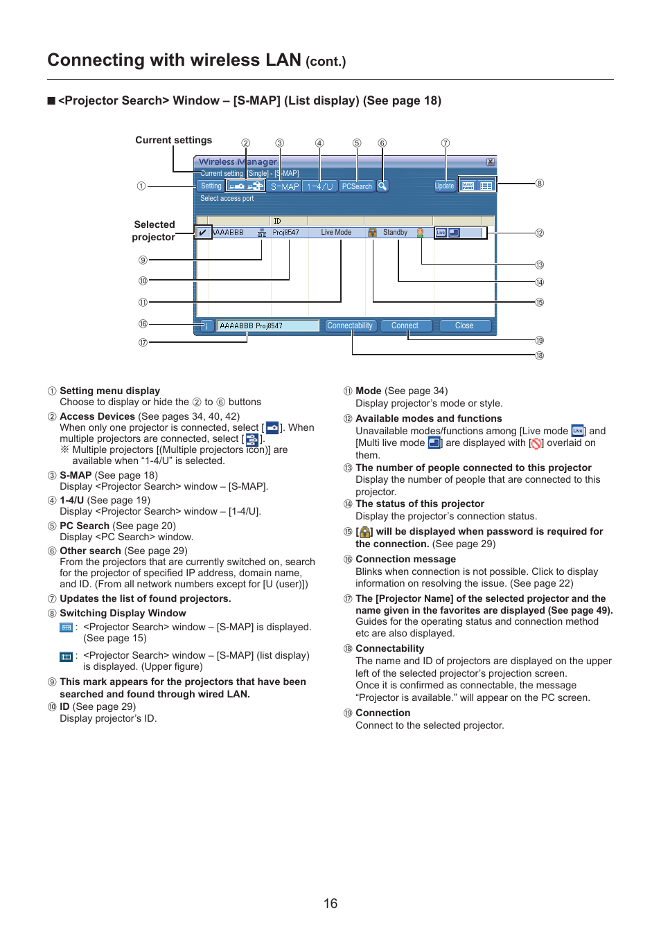 Connecting with wireless lan, Cont.) | Panasonic TH-LB30NT User Manual | Page 16 / 79