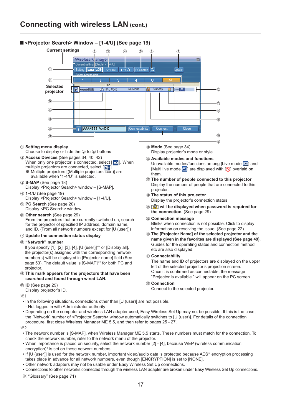 Connecting with wireless lan, Cont.) | Panasonic TH-LB30NT User Manual | Page 17 / 79
