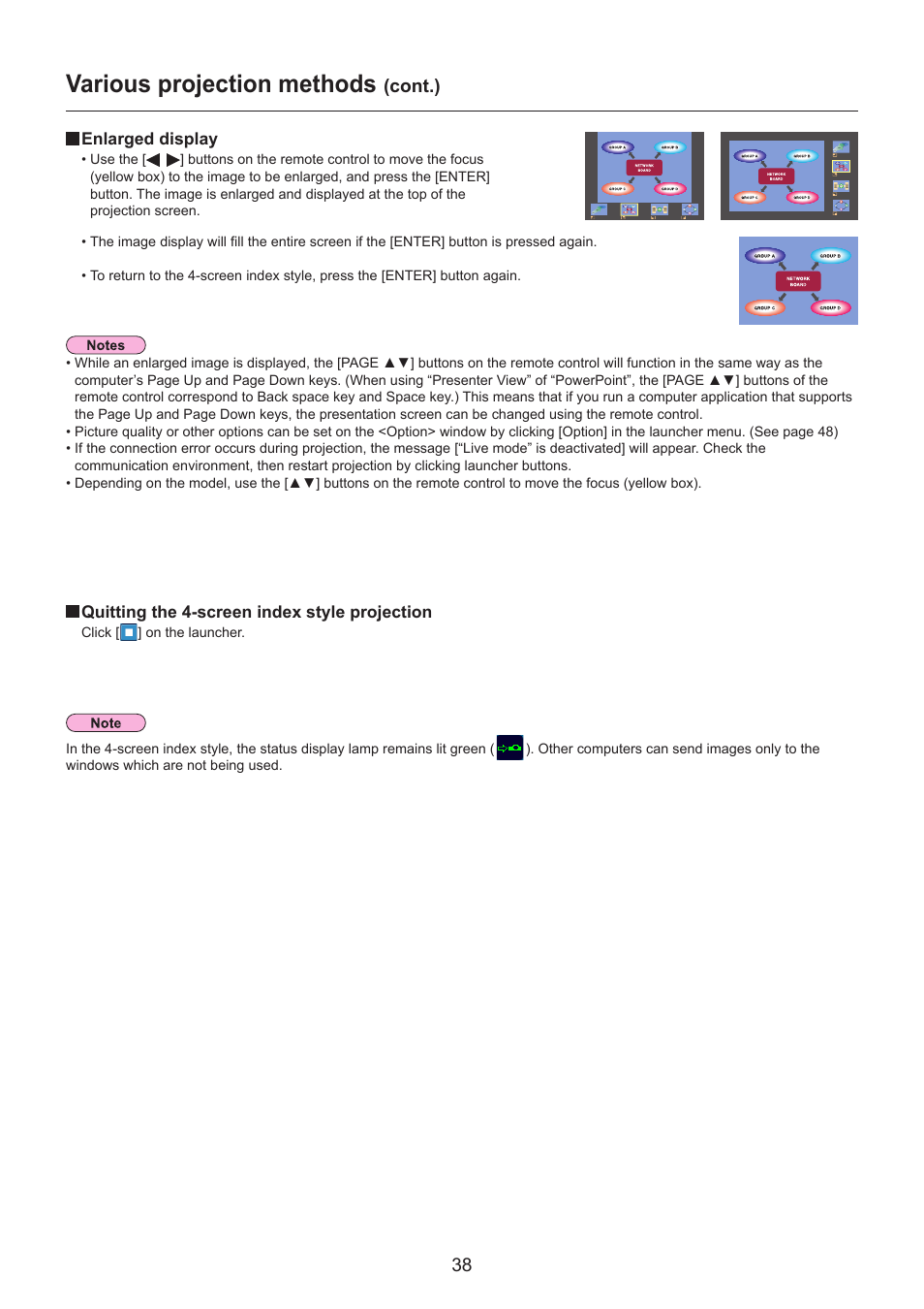 Various projection methods, Cont.) | Panasonic TH-LB30NT User Manual | Page 38 / 79