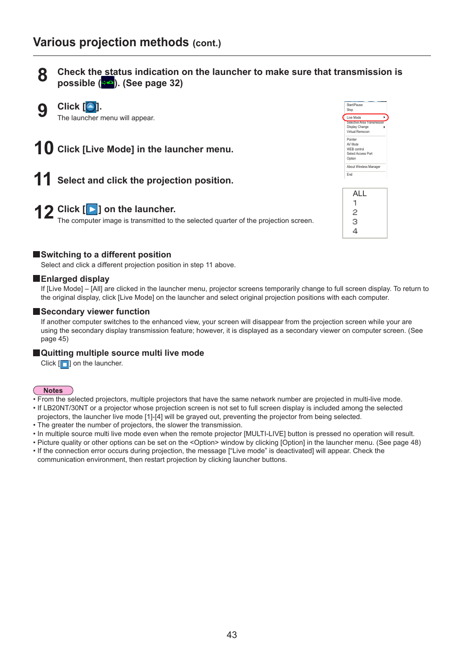 Various projection methods | Panasonic TH-LB30NT User Manual | Page 43 / 79