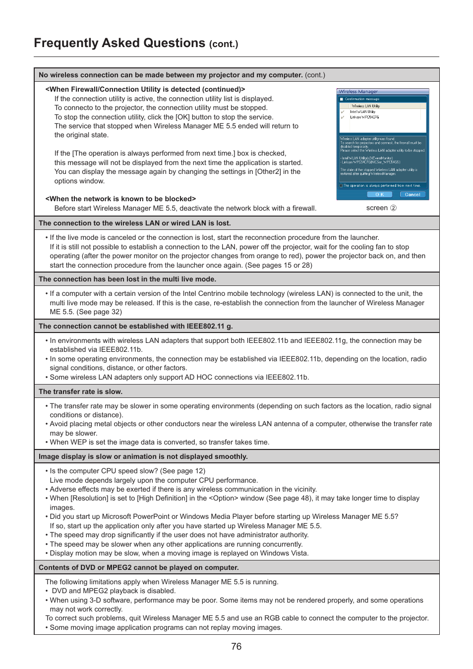 Frequently asked questions, Cont.) | Panasonic TH-LB30NT User Manual | Page 76 / 79