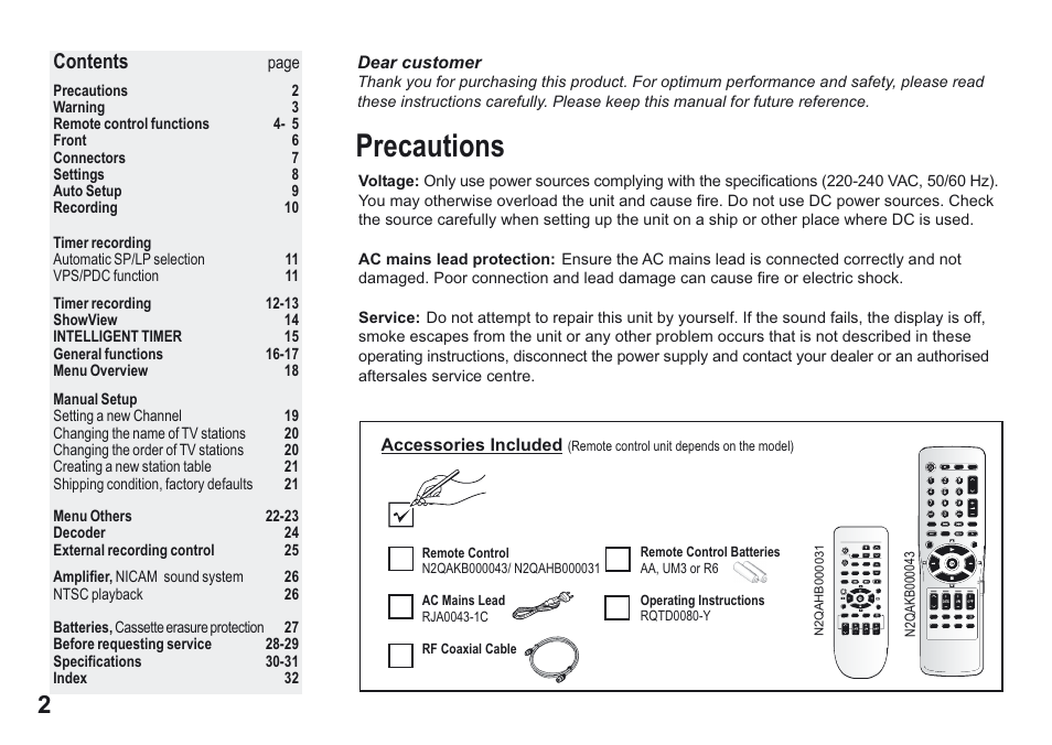 Panasonic NV-MV15 Series User Manual | Page 2 / 32