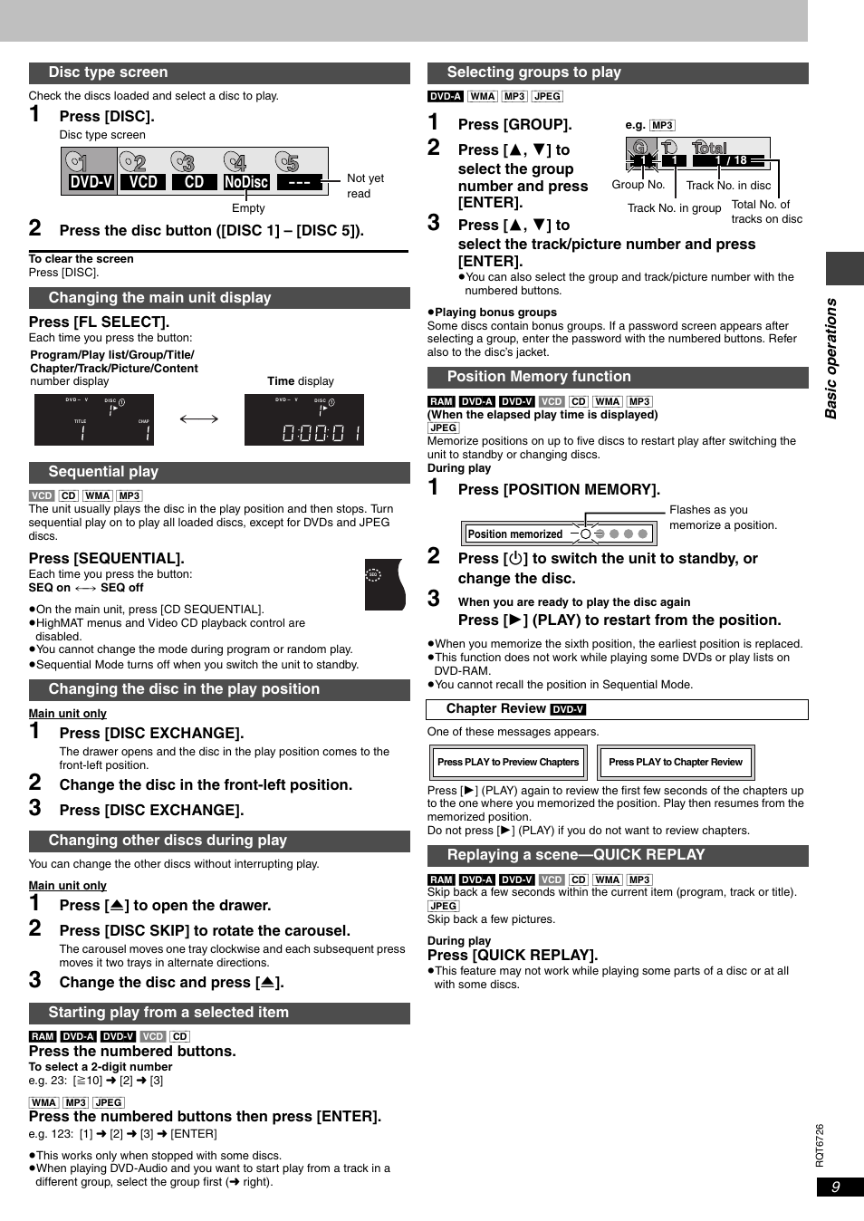 Dvd-v, Nodisc | Panasonic DVD-F65 User Manual | Page 9 / 24