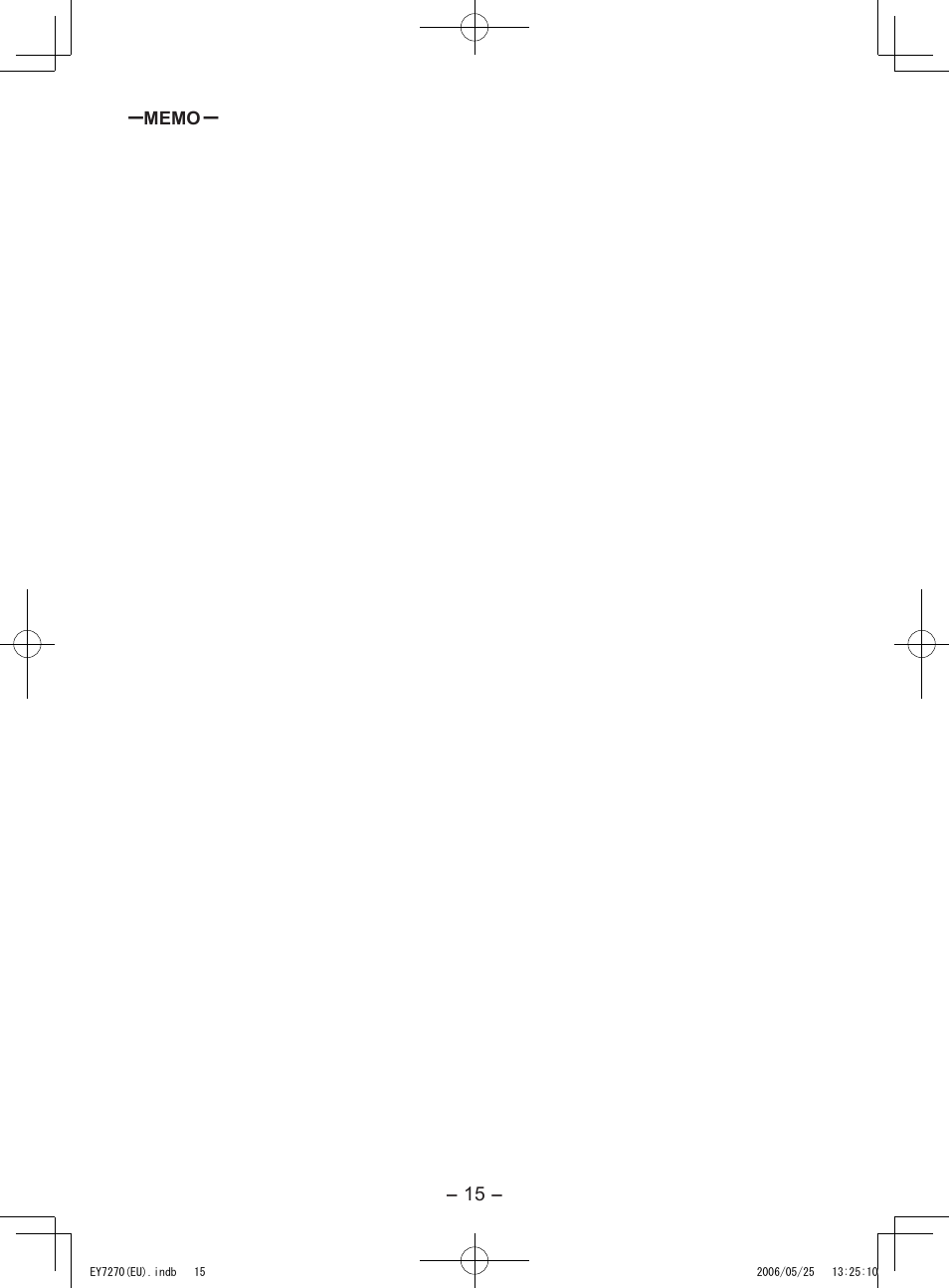 Panasonic EY7270 User Manual | Page 15 / 120